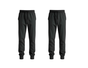 Two dark grey, casual athletic pants with drawstring waistbands