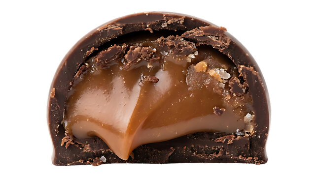 Delicious chocolate candy with gooey caramel filling