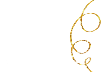 Abstract Gold Glitter Scribble Line with Transparent Background