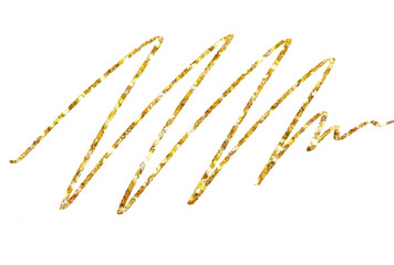 Shiny Gold Glitter Hand Drawn Stroke Isolated