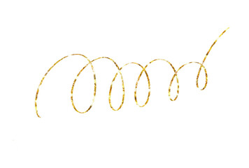 Gold Glitter Hand Drawn Scribble Line on Transparent Background