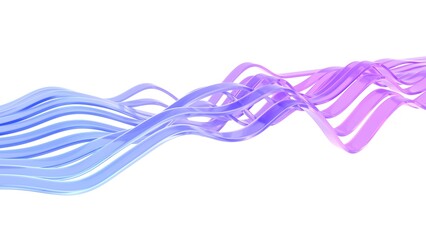 Abstract background design, composition with glass wavy lines, 3d render