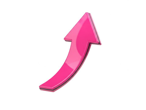 Bold pink arrow pointing upwards against white background isolated on transparent background