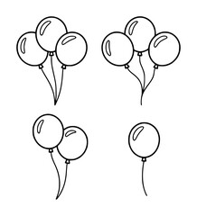 Collection of simple black outline balloon in various arrangements balloons celebration