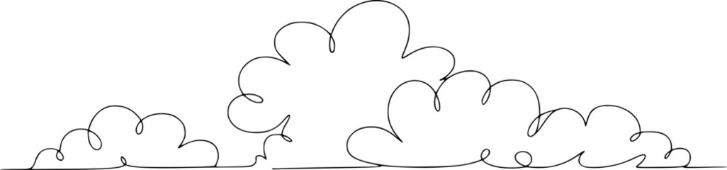 Minimalist continuous of fluffy clouds a white background weather nature