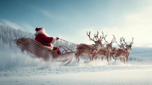 santa claus riding on sledge