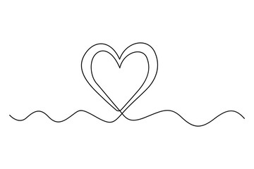 Continuous one line drawing of heart with flowing abstract line concept
