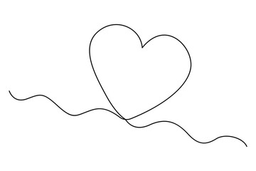 Continuous one line drawing of heart with flowing abstract line concept
