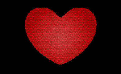 Red heart mosaic pattern on black background