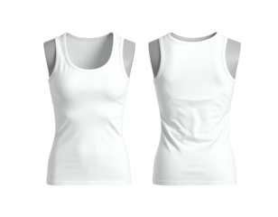 White ribbed tank top shown front and back on mannequins