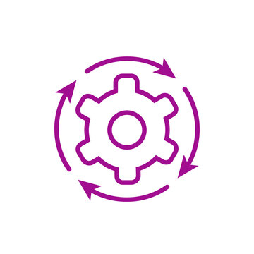 Rotating gear icon isolated on transparent background