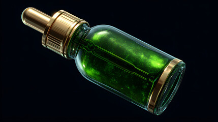 bottle of green liquid serum	

