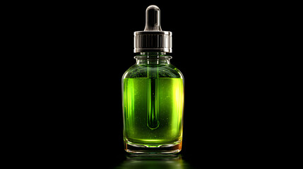 bottle of green liquid serum	
