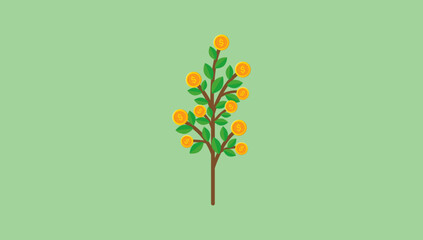 Minimal Plant Icon Illustration with Yellow Orange Floral Buds
