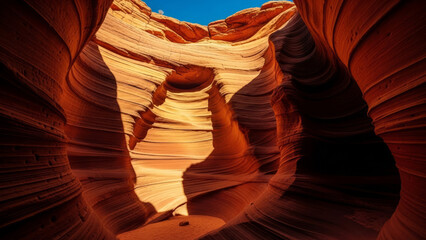 Australian sandstone canyon with layered rock formations and stunning textures revealing warm orange and red hues. The sandstone canyon showcases impressive geological structures,