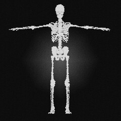 Human skeleton digital mosaic in t-pose concept