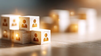 Wooden blocks with human silhouette symbols