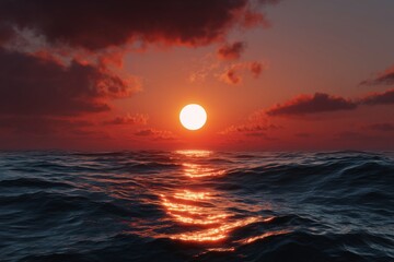 Serene sunset over ocean waves coastal landscape nature photography tranquil environment