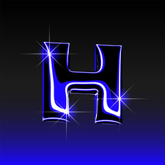 Glossy 3D letter H with holographic finish. Y2K font in iridescent liquid metal. Isolated vector render for contemporary retro-futuristic design