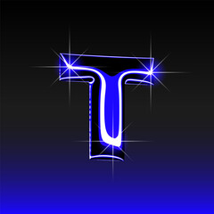 Glossy 3D letter T with holographic finish. Y2K font in iridescent liquid metal. Isolated vector render for contemporary retro-futuristic design