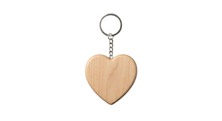 Blank wooden heart-shaped keychain ready for custom engraving or painting, perfect for personalized gifts and promotional items, isolated on white background