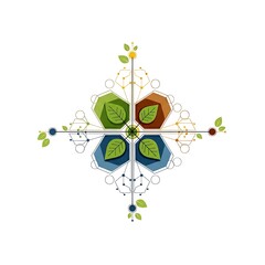 Eco-friendly leaf design with geometric patterns