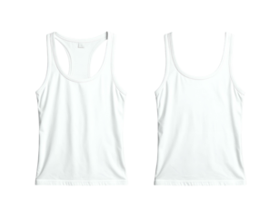 Two plain white racerback and scoop-neck tank tops