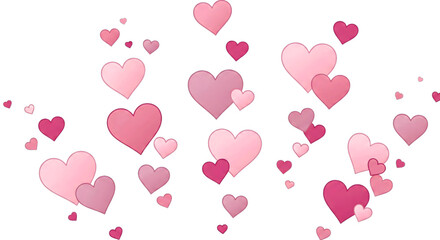 Scattered pink hearts on a black background