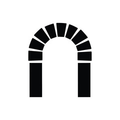 Fototapeta premium Vector illustration icon black archway made of rectangles on white background for design and architecture concepts