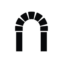 Fototapeta premium Vector illustration icon a black silhouette of an archway with a rounded top and two columns on a plain white background