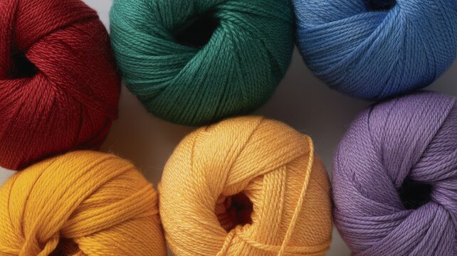 Colorful Yarn Balls Arranged in a Grid Pattern.
