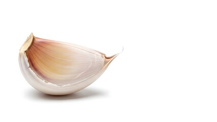 Single Garlic Clove on White Background