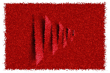 Abstract Red Paper Sculpture With Sharp Geometric Folds and Soft Shadows on a Matching Background, Made of Cubes
