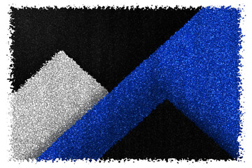 Abstract Geometric Mountain Shapes Made of Wood Planks in White Blue and Black Color Tones, Made of cubes
