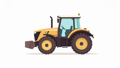 Obraz premium Modern Yellow Agricultural Tractor Illustration for Farming and Agribusiness Isolated on White Background