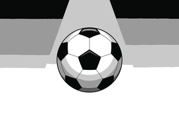Classic black and white soccer ball illuminated under focused stadium.