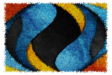 Dynamic Abstract Design With Textured Blue and Yellow Swooping Curves Over a Dark Grunge Base, Made of cubes
