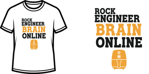 ROCK ENGINEER BRAIN ONLINE Typography T-shirt Design, Modern minimalist, isolated on transparent background