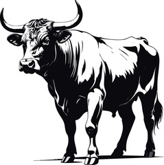Fototapeta premium Bull Silhouette Vector Illustration