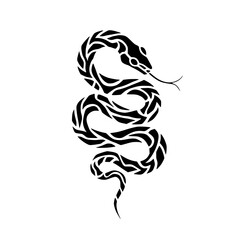 Stunning black snake illustration with tribal style patterns