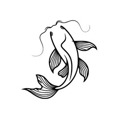 Elegant koi fish swimming in dynamic motion with flowing fins