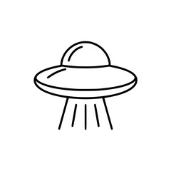 Simple line art UFO flying in the sky