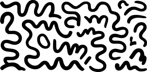 Black abstract wavy lines and organic shapes a white background pattern
