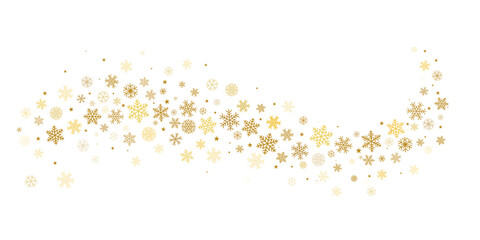 Snowflakes glitter wave border, snow curve vector background, Christmas sparkles confetti.