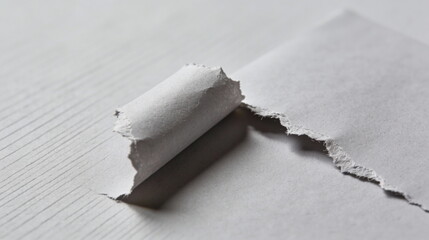 Torn Paper Edge with Rolled Section on Light Background