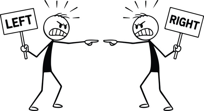 Two Stick Figures Arguing Over Direction.