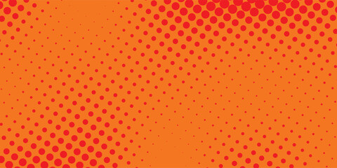 Dots halftone orange color pattern gradient texture with technology digital background. Dots pop art comics with summer background.