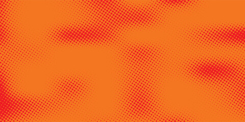 Dots halftone orange color pattern gradient texture with technology digital background. Dots pop art comics with summer background.