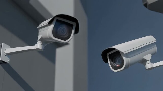 Security Cameras Installed on Building Exterior.