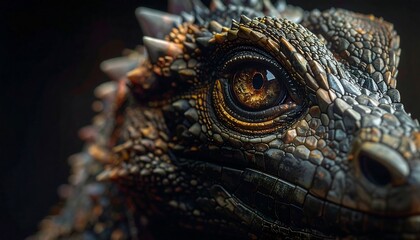 Fototapeta premium Intense Gaze - A Close-Up of a Dragons Eye.